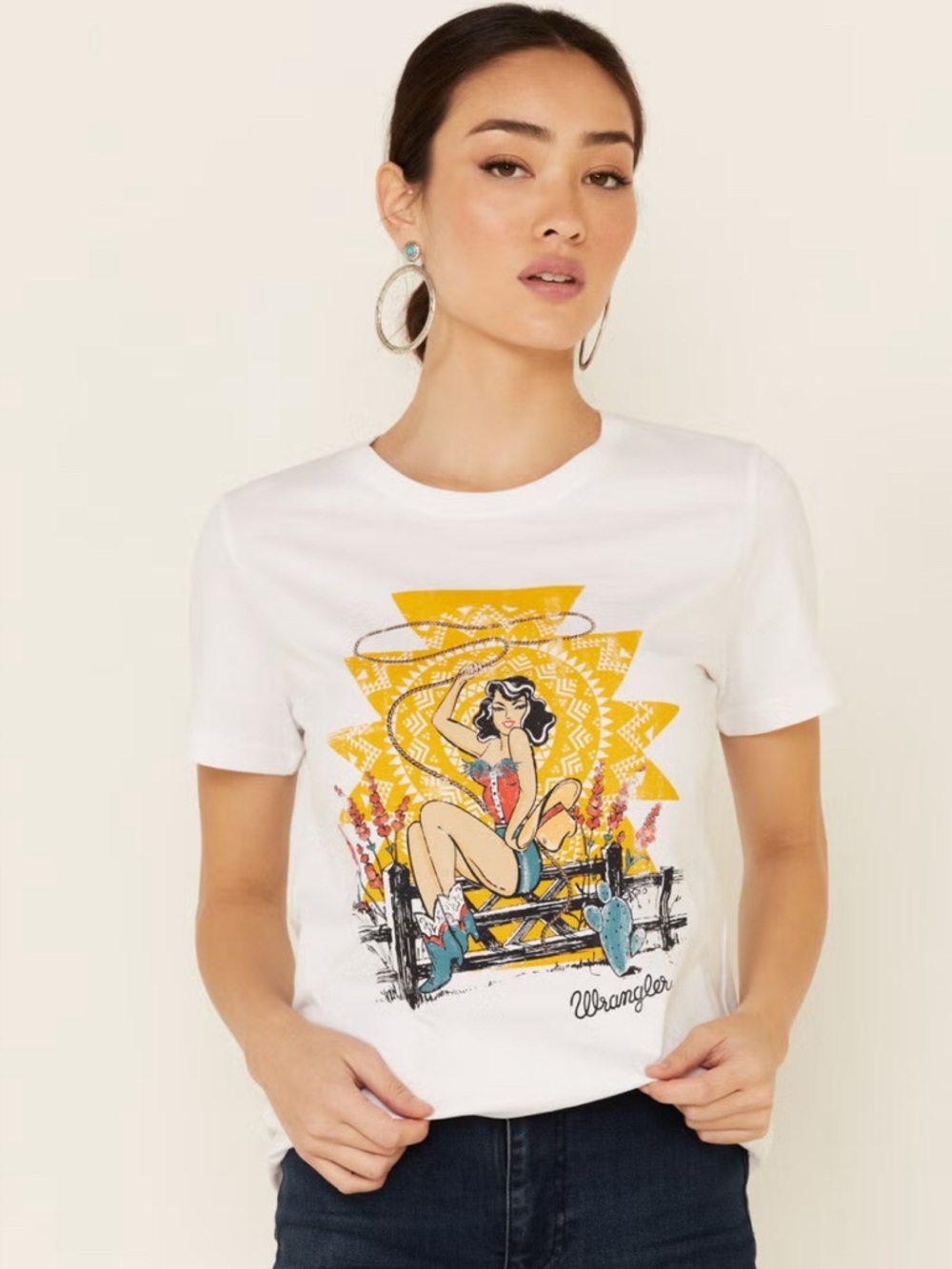 Wrangler Women’s Sassy Cowgirl Pinup Graphic Tee